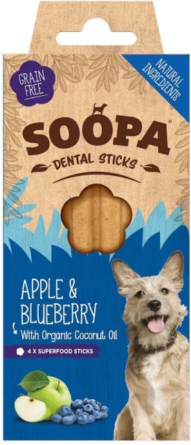 Soopa Dentální tyčinky Jablko a borůvka 100 g Soopa Dentální tyčinky Jablko a borůvka 100 g