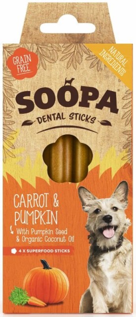 Soopa Dentální tyčinky Mrkev a dýně 100 g Soopa Dentální tyčinky Mrkev a dýně 100 g