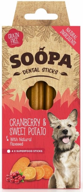 Soopa Dentální tyčinky Brusinky a batáty 100 g Soopa Dentální tyčinky Brusinky a batáty 100 g