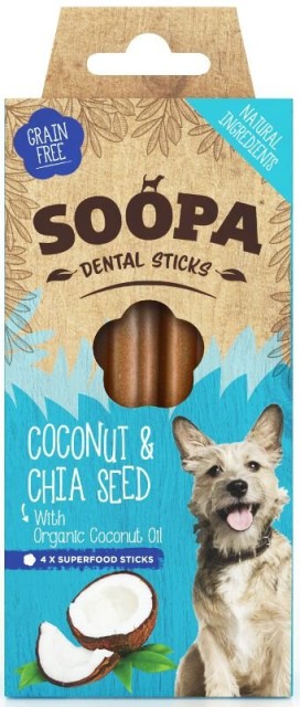 Soopa Dentální tyčinky Kokos a chia semínka 100 g Soopa Dentální tyčinky Kokos a chia semínka 100 g