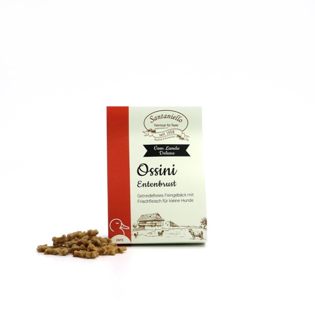 Santaniello Sušenky Ossini z kachních prsou 130 g Santaniello Sušenky Ossini z kachních prsou 130 g