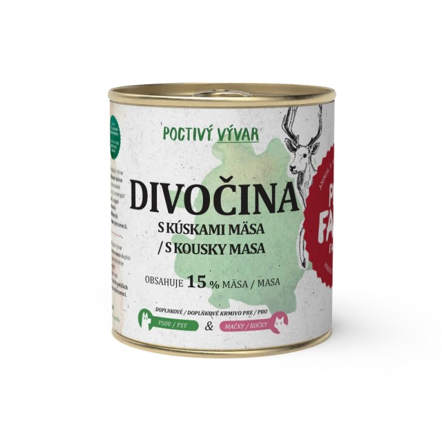 Pet Farm Family Vývar s kousky masa Divočina 270 ml Pet Farm Family Vývar s kousky masa Divočina 270 ml