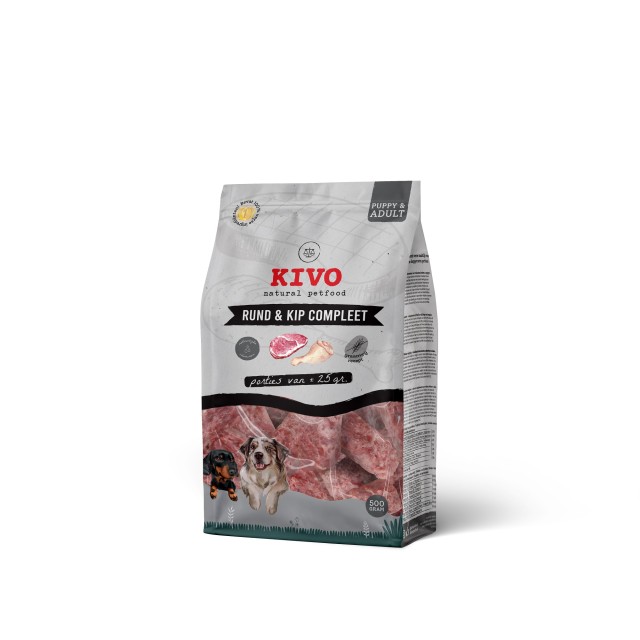 Kivo Mražené maso Hovězí a kuřecí komplet mleté kostky 500 g